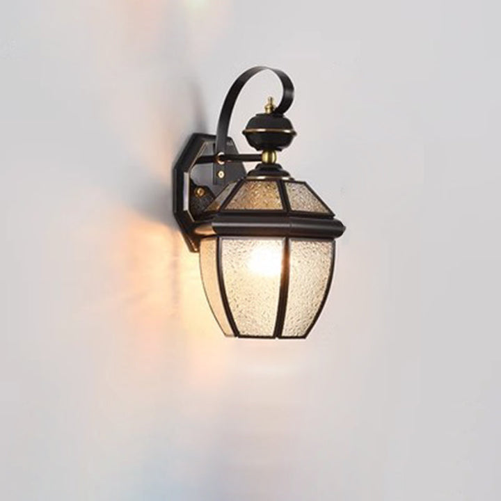 Contemporary Nordic Room Square Glass Copper 1-Light Wall Sconce Lamp For Outdoor Patio | Stornfield