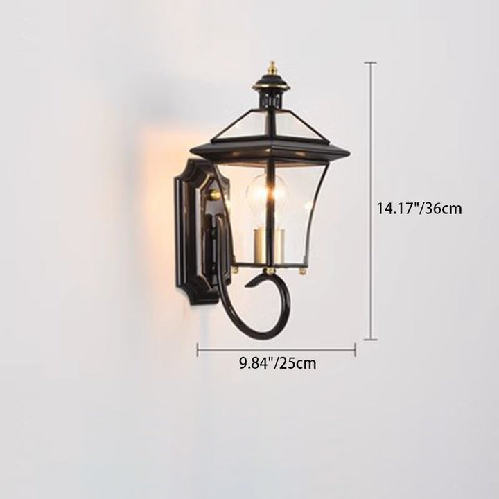 Contemporary Nordic Room Square Glass Copper 1-Light Wall Sconce Lamp For Outdoor Patio | Stornfield