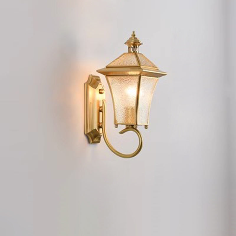 Contemporary Nordic Room Square Glass Copper 1-Light Wall Sconce Lamp For Outdoor Patio | Stornfield