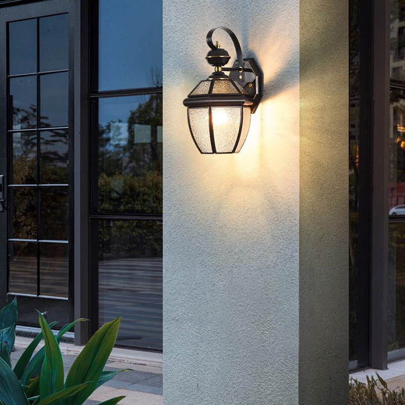 Contemporary Nordic Room Square Glass Copper 1-Light Wall Sconce Lamp For Outdoor Patio | Stornfield