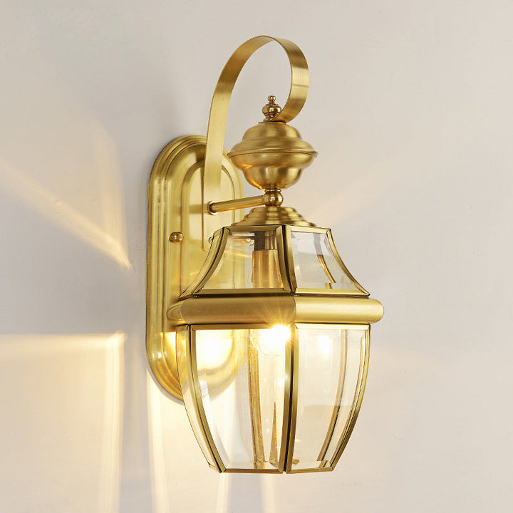 Contemporary Scandinavian Hexagonal Round Square Glass Brass 1/3 Light Wall Sconce Lamp For Garden | Stornfield