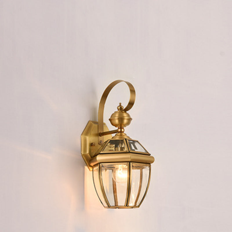 Contemporary Scandinavian Hexagonal Round Square Glass Brass 1/3 Light Wall Sconce Lamp For Garden | Stornfield