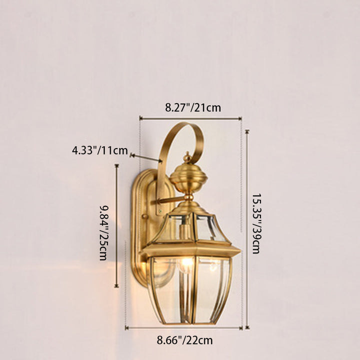 Contemporary Scandinavian Hexagonal Round Square Glass Brass 1/3 Light Wall Sconce Lamp For Garden | Stornfield
