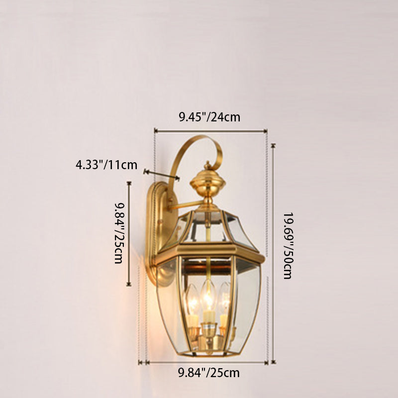 Contemporary Scandinavian Hexagonal Round Square Glass Brass 1/3 Light Wall Sconce Lamp For Garden | Stornfield
