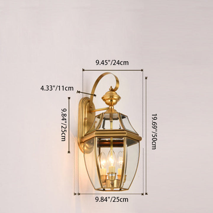 Contemporary Scandinavian Hexagonal Round Square Glass Brass 1/3 Light Wall Sconce Lamp For Garden | Stornfield