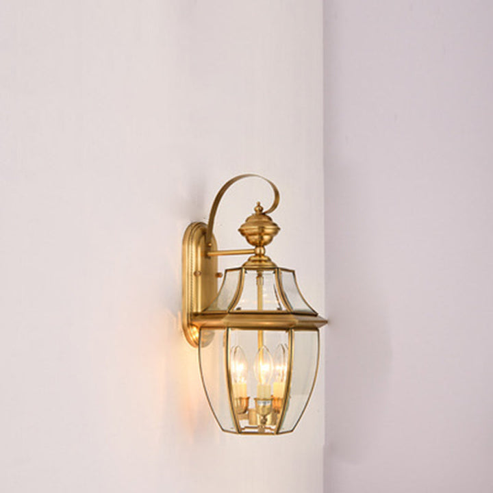 Contemporary Scandinavian Hexagonal Round Square Glass Brass 1/3 Light Wall Sconce Lamp For Garden | Stornfield