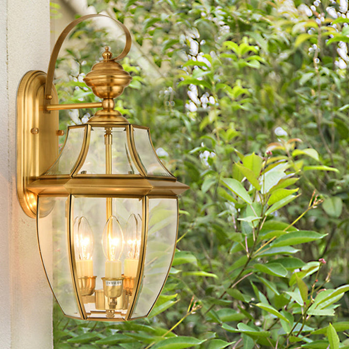 Contemporary Scandinavian Hexagonal Round Square Glass Brass 1/3 Light Wall Sconce Lamp For Garden | Stornfield