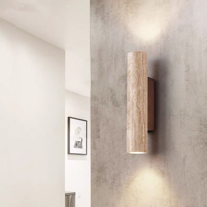 Stornfield | Nordivea Travertine Wall Sconce | Scandinavian Design | 2-Light | Wood & Travertine