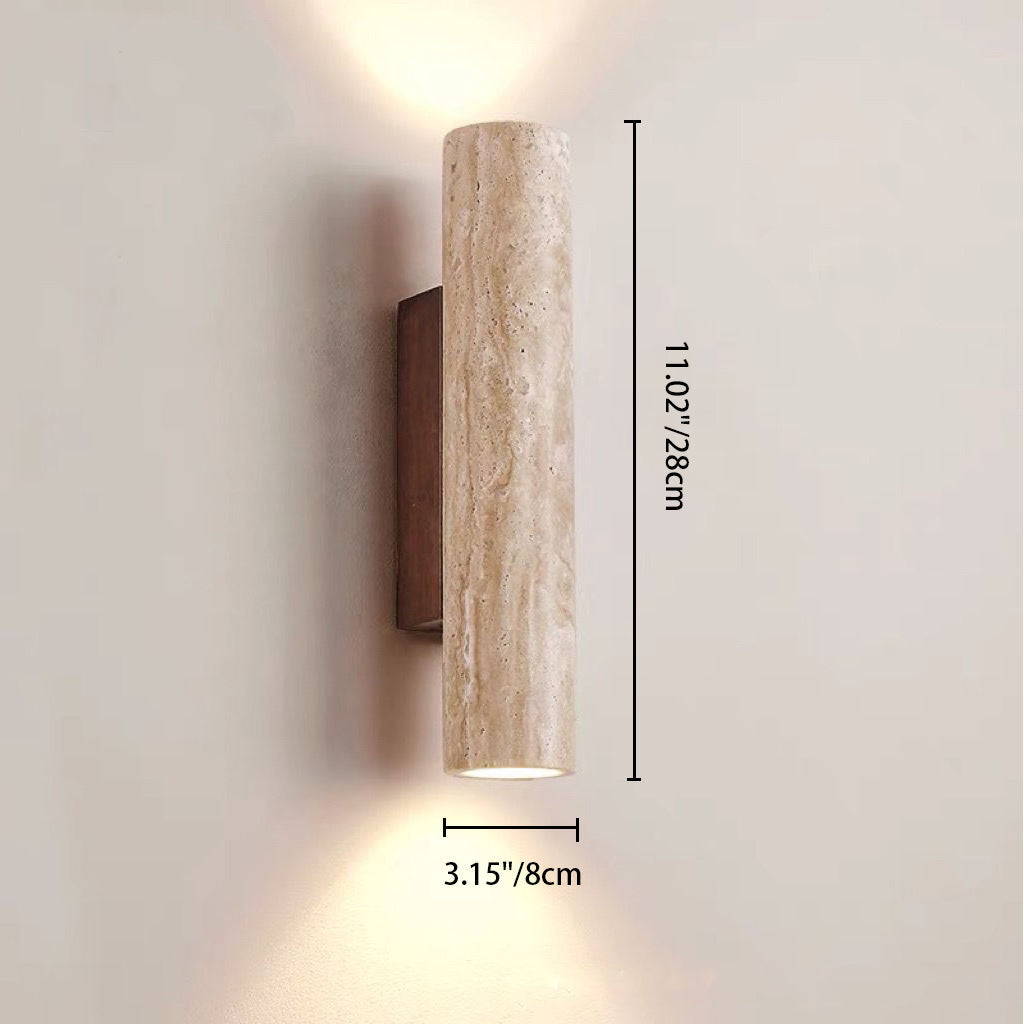 Stornfield | Nordivea Travertine Wall Sconce | Scandinavian Design | 2-Light | Wood & Travertine