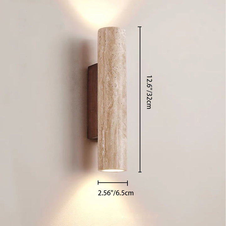 Stornfield | Nordivea Travertine Wall Sconce | Scandinavian Design | 2-Light | Wood & Travertine