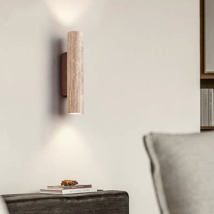 Stornfield | Nordivea Travertine Wall Sconce | Scandinavian Design | 2-Light | Wood & Travertine