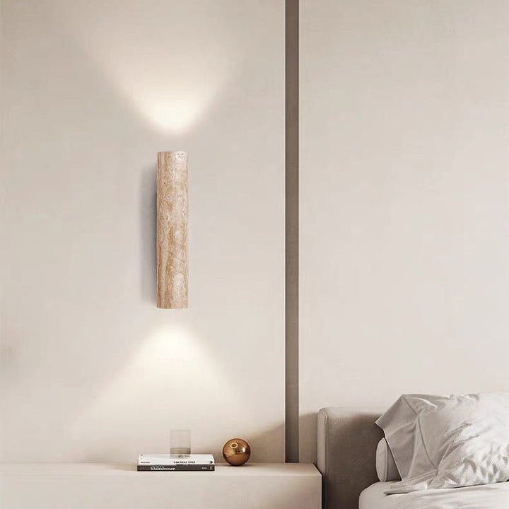 Stornfield | Nordivea Travertine Wall Sconce | Scandinavian Design | 2-Light | Wood & Travertine