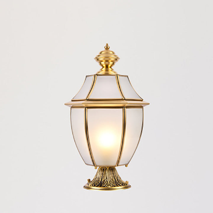 Contemporary Scandinavian Hexagonal Bell Glass Brass 1-Light Outdoor Light For Outdoor Patio | Stornfield