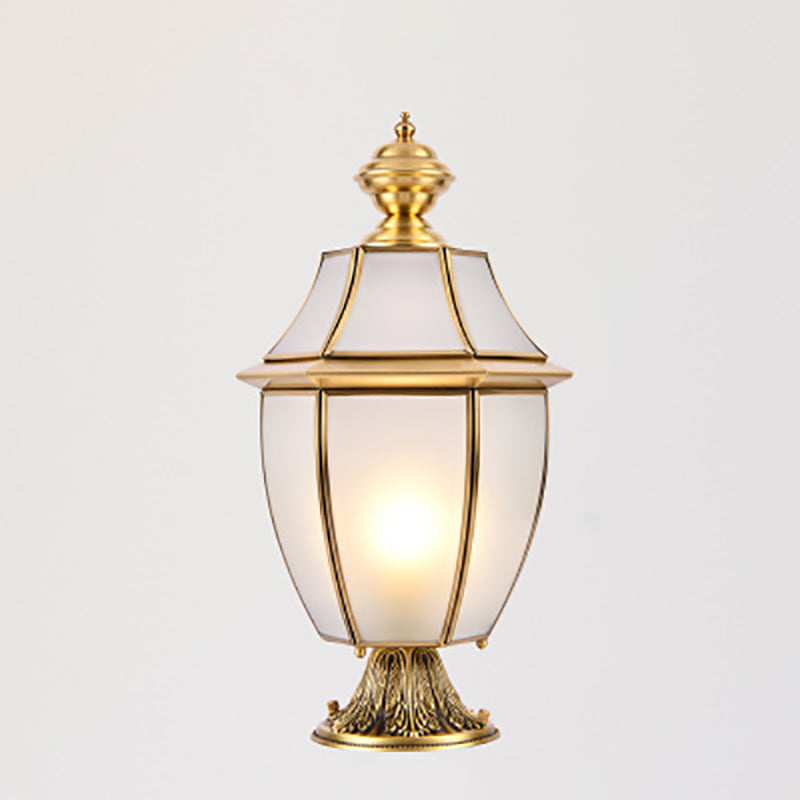 Contemporary Scandinavian Hexagonal Bell Glass Brass 1-Light Outdoor Light For Outdoor Patio | Stornfield
