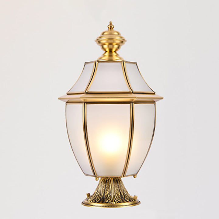 Contemporary Scandinavian Hexagonal Bell Glass Brass 1-Light Outdoor Light For Outdoor Patio | Stornfield