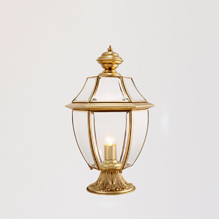 Contemporary Scandinavian Hexagonal Bell Glass Brass 1-Light Outdoor Light For Outdoor Patio | Stornfield