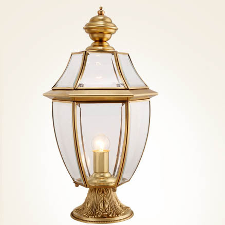 Contemporary Scandinavian Hexagonal Bell Glass Brass 1-Light Outdoor Light For Outdoor Patio | Stornfield