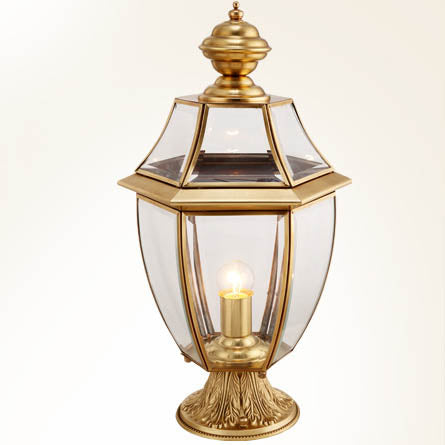 Contemporary Scandinavian Hexagonal Bell Glass Brass 1-Light Outdoor Light For Outdoor Patio | Stornfield