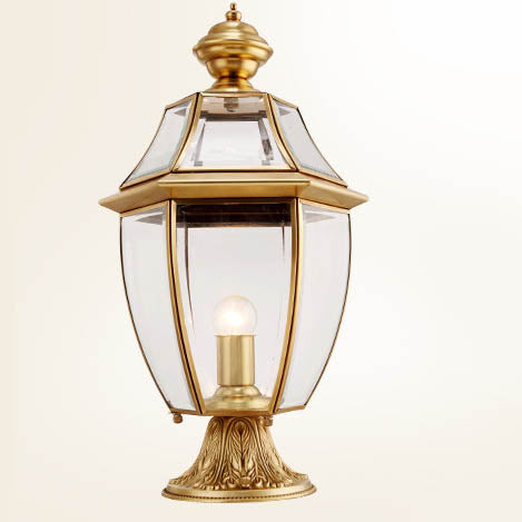 Contemporary Scandinavian Hexagonal Bell Glass Brass 1-Light Outdoor Light For Outdoor Patio | Stornfield