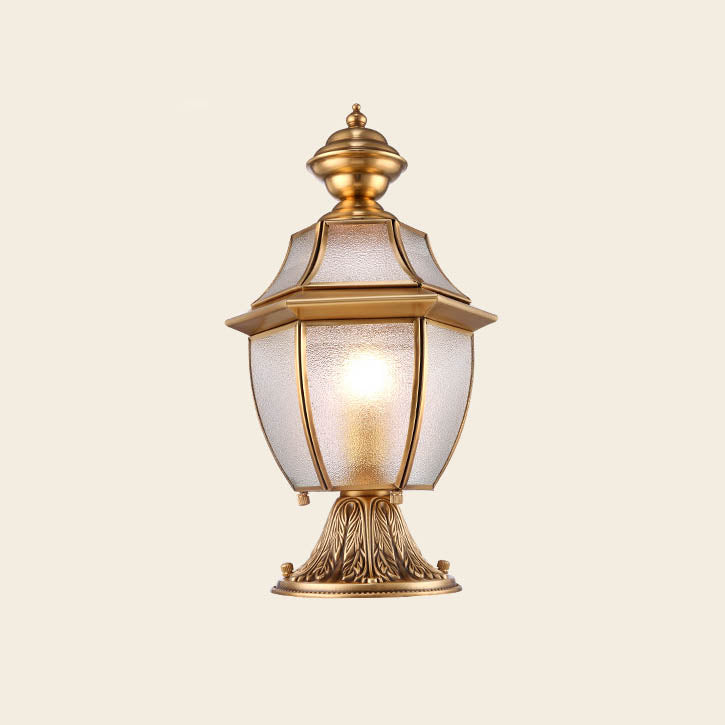 Contemporary Scandinavian Hexagonal Bell Glass Brass 1-Light Outdoor Light For Outdoor Patio | Stornfield