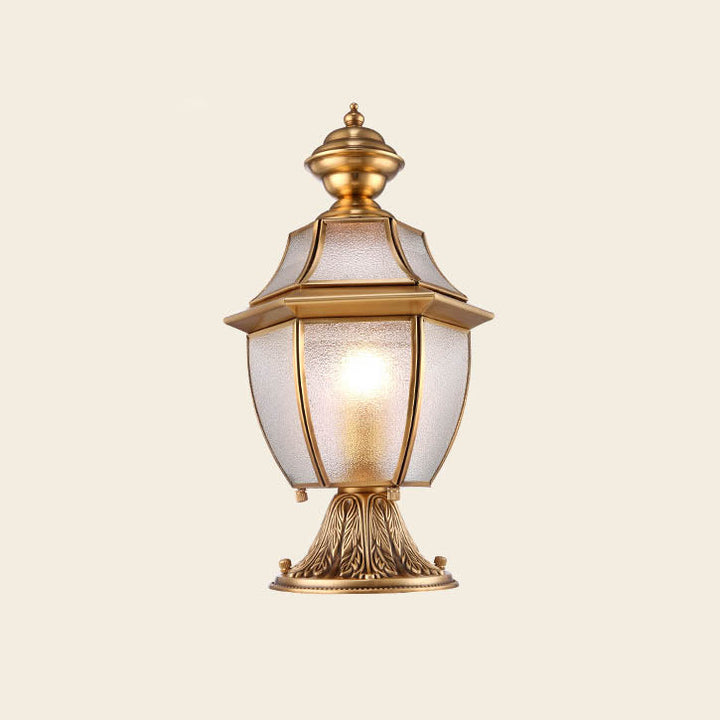 Contemporary Scandinavian Hexagonal Bell Glass Brass 1-Light Outdoor Light For Outdoor Patio | Stornfield