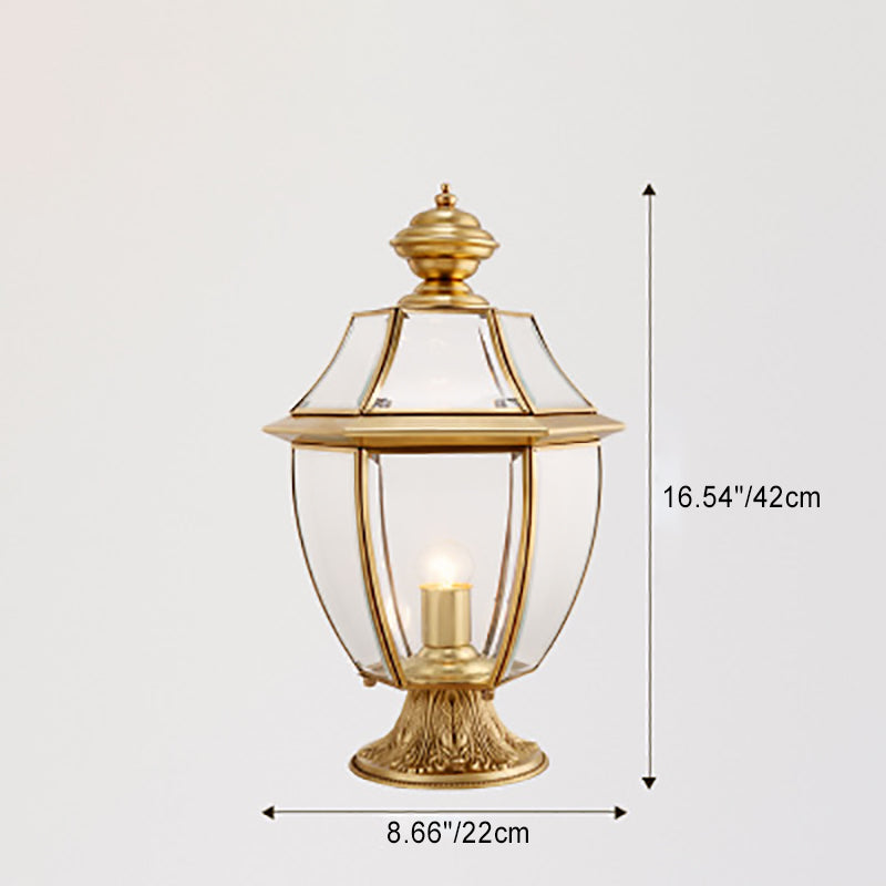 Contemporary Scandinavian Hexagonal Bell Glass Brass 1-Light Outdoor Light For Outdoor Patio | Stornfield