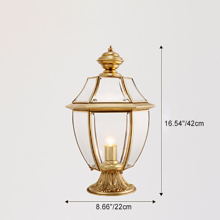 Contemporary Scandinavian Hexagonal Bell Glass Brass 1-Light Outdoor Light For Outdoor Patio | Stornfield