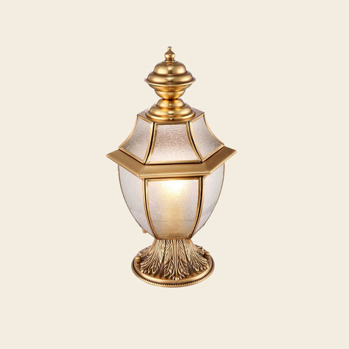 Contemporary Scandinavian Hexagonal Bell Glass Brass 1-Light Outdoor Light For Outdoor Patio | Stornfield