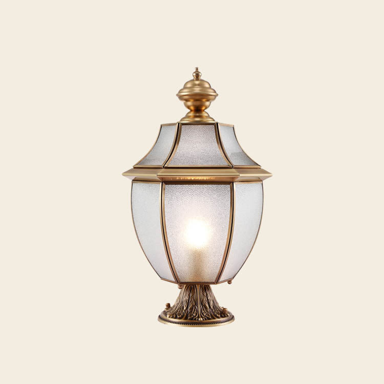 Contemporary Scandinavian Hexagonal Bell Glass Brass 1-Light Outdoor Light For Outdoor Patio | Stornfield