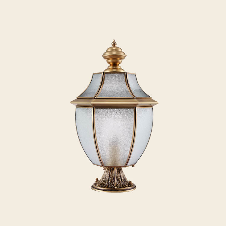 Contemporary Scandinavian Hexagonal Bell Glass Brass 1-Light Outdoor Light For Outdoor Patio | Stornfield