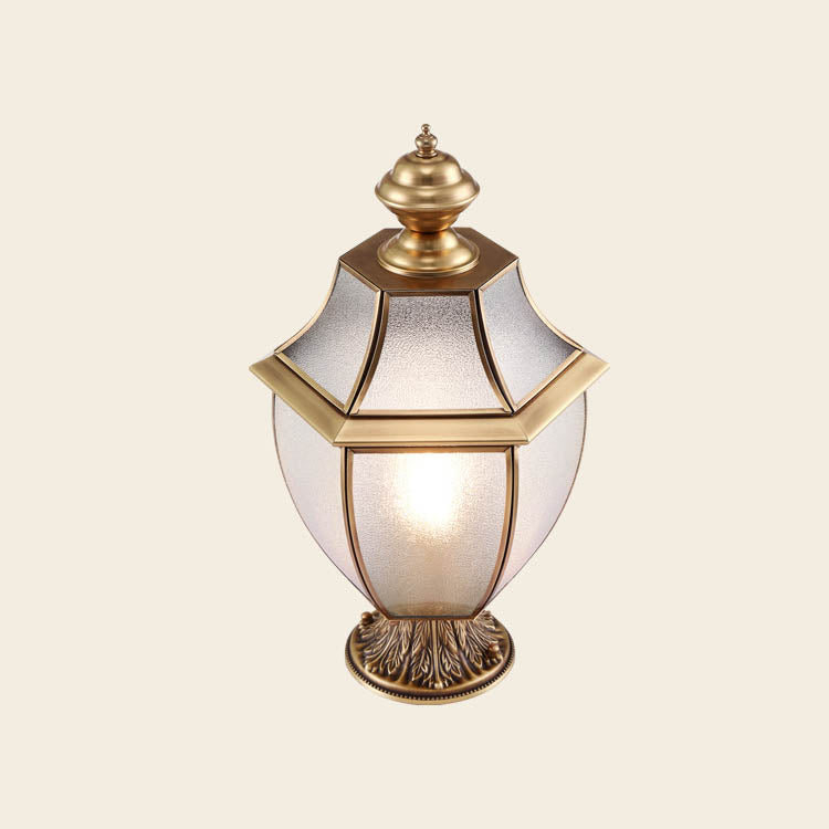Contemporary Scandinavian Hexagonal Bell Glass Brass 1-Light Outdoor Light For Outdoor Patio | Stornfield