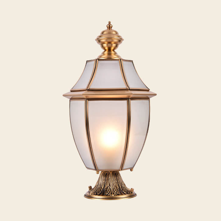 Contemporary Scandinavian Hexagonal Bell Glass Brass 1-Light Outdoor Light For Outdoor Patio | Stornfield