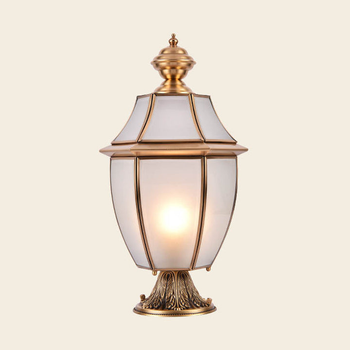Contemporary Scandinavian Hexagonal Bell Glass Brass 1-Light Outdoor Light For Outdoor Patio | Stornfield