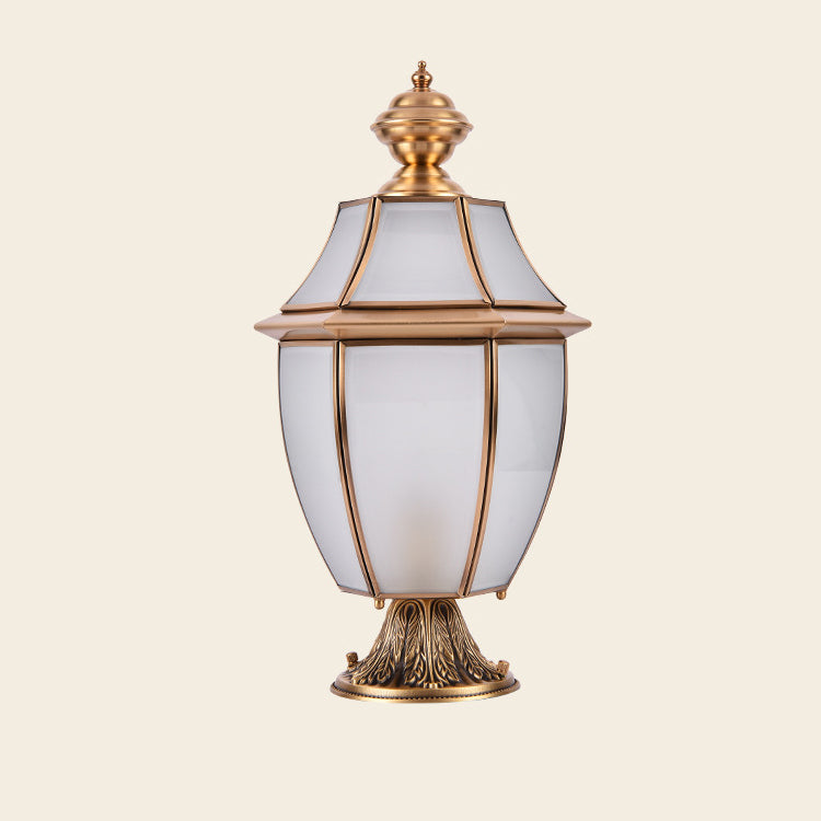 Contemporary Scandinavian Hexagonal Bell Glass Brass 1-Light Outdoor Light For Outdoor Patio | Stornfield