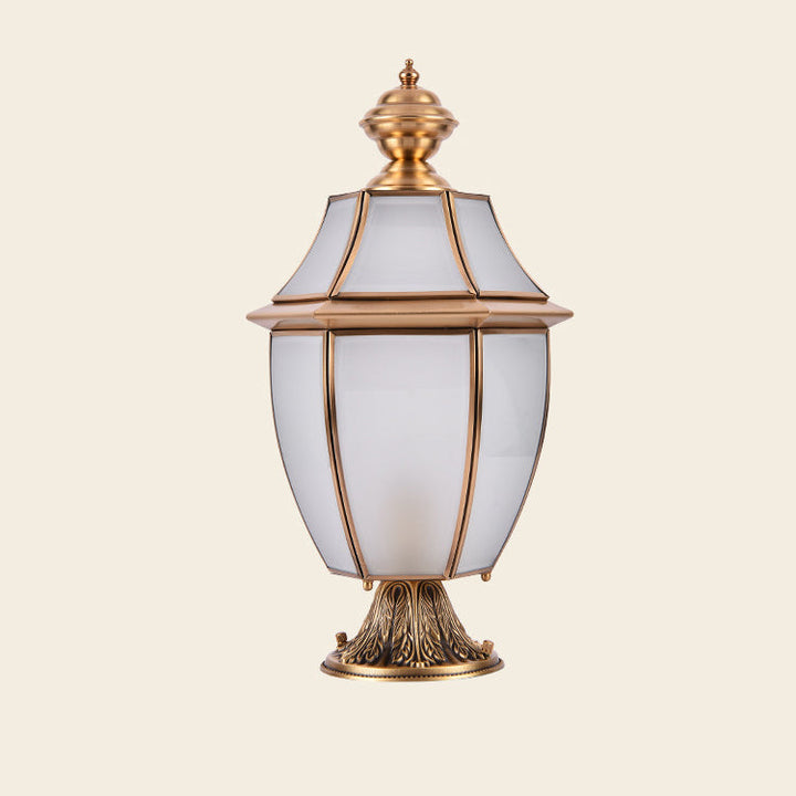 Contemporary Scandinavian Hexagonal Bell Glass Brass 1-Light Outdoor Light For Outdoor Patio | Stornfield