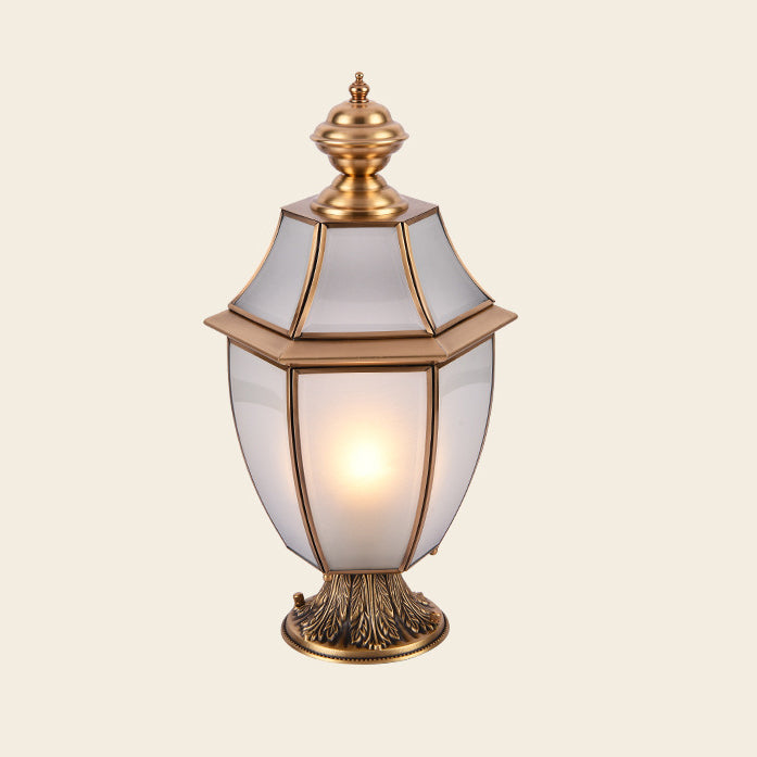Contemporary Scandinavian Hexagonal Bell Glass Brass 1-Light Outdoor Light For Outdoor Patio | Stornfield