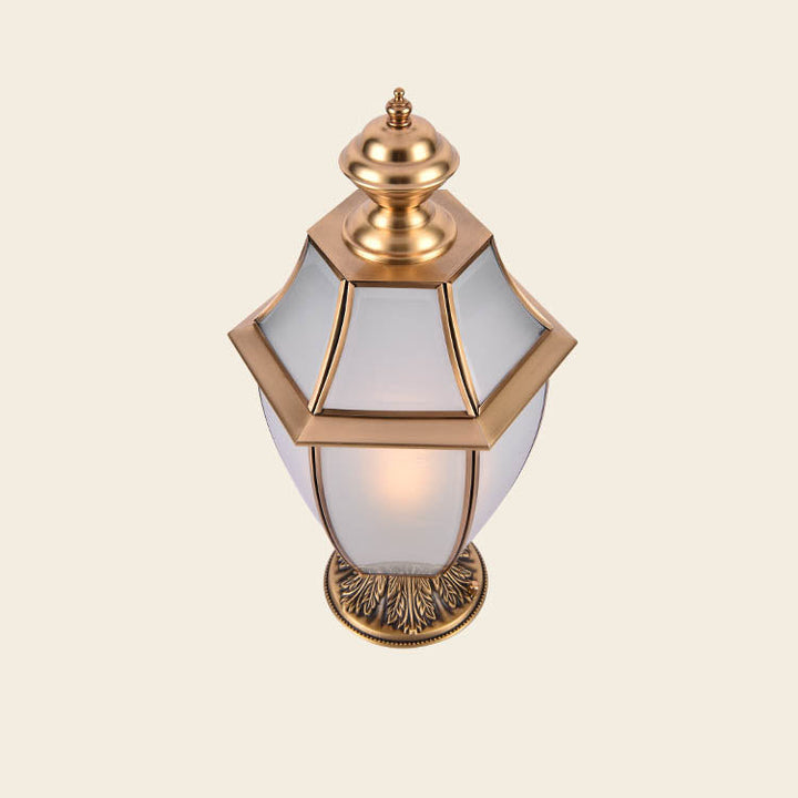 Contemporary Scandinavian Hexagonal Bell Glass Brass 1-Light Outdoor Light For Outdoor Patio | Stornfield