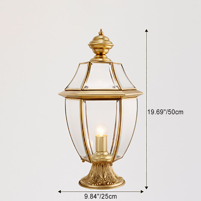 Contemporary Scandinavian Hexagonal Bell Glass Brass 1-Light Outdoor Light For Outdoor Patio | Stornfield