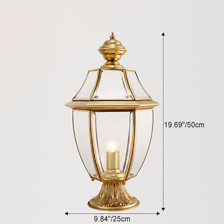 Contemporary Scandinavian Hexagonal Bell Glass Brass 1-Light Outdoor Light For Outdoor Patio | Stornfield