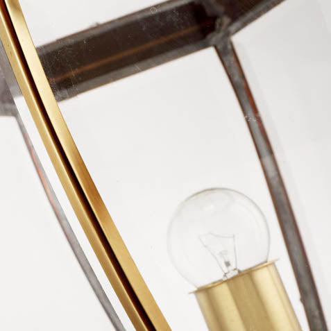 Contemporary Scandinavian Hexagonal Bell Glass Brass 1-Light Outdoor Light For Outdoor Patio | Stornfield