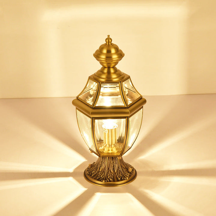 Contemporary Scandinavian Hexagonal Bell Glass Brass 1-Light Outdoor Light For Outdoor Patio | Stornfield