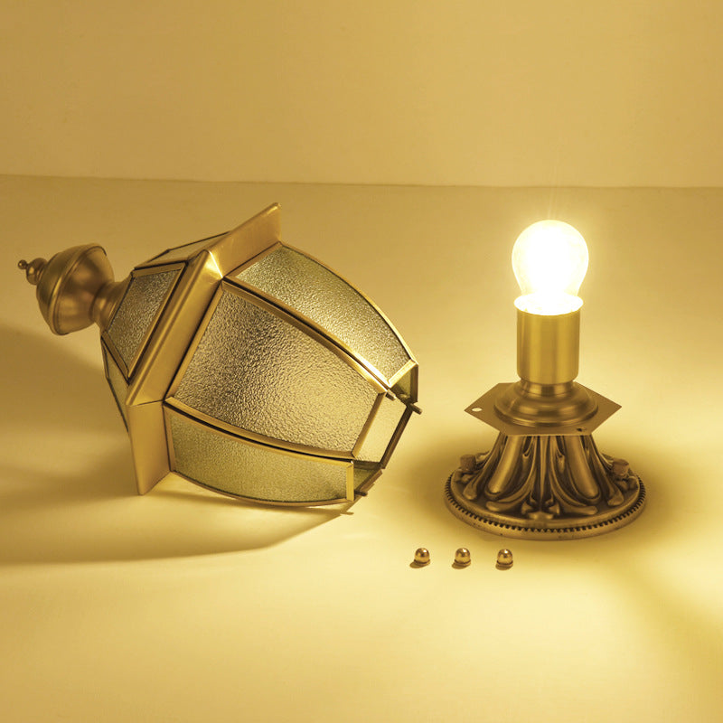 Contemporary Scandinavian Hexagonal Bell Glass Brass 1-Light Outdoor Light For Outdoor Patio | Stornfield