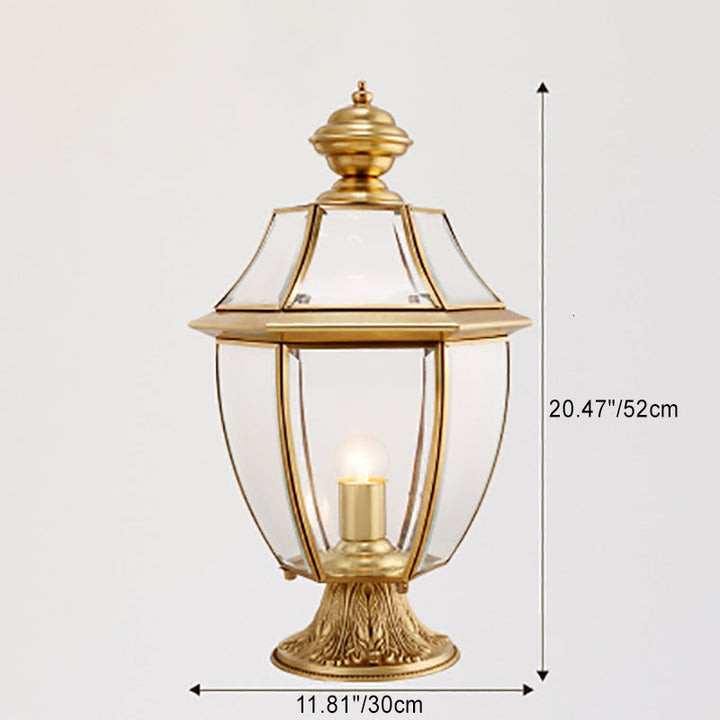 Contemporary Scandinavian Hexagonal Bell Glass Brass 1-Light Outdoor Light For Outdoor Patio | Stornfield