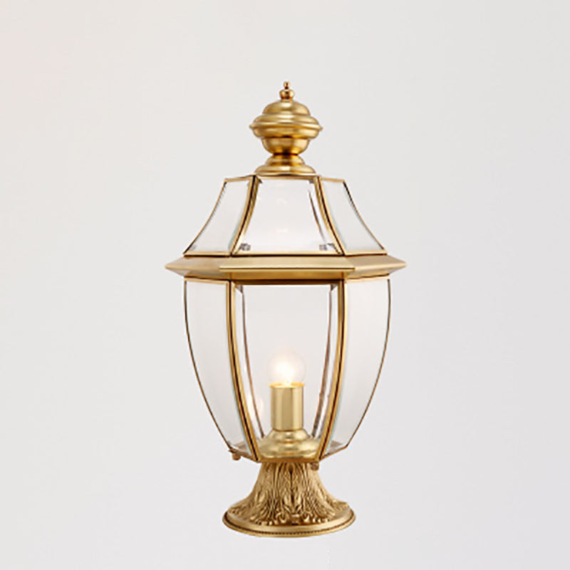 Contemporary Scandinavian Hexagonal Bell Glass Brass 1-Light Outdoor Light For Outdoor Patio | Stornfield
