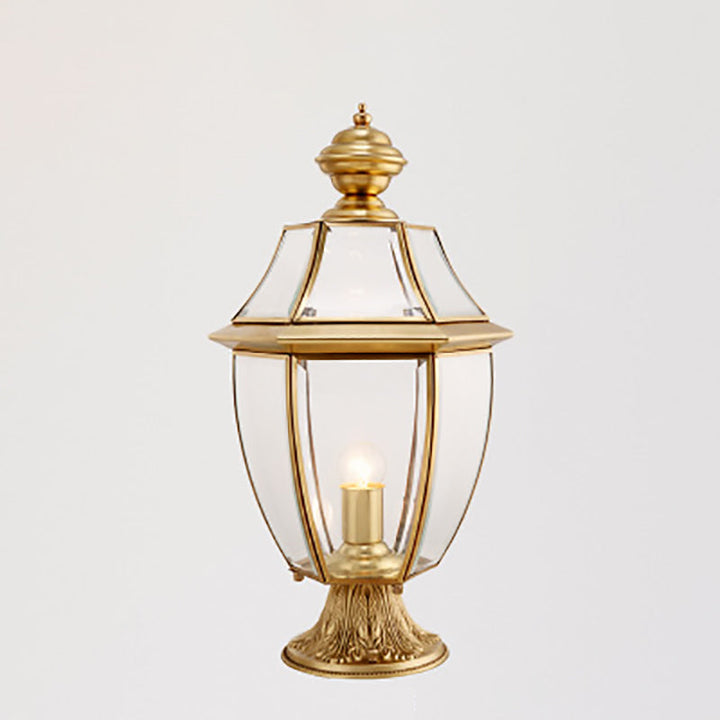 Contemporary Scandinavian Hexagonal Bell Glass Brass 1-Light Outdoor Light For Outdoor Patio | Stornfield