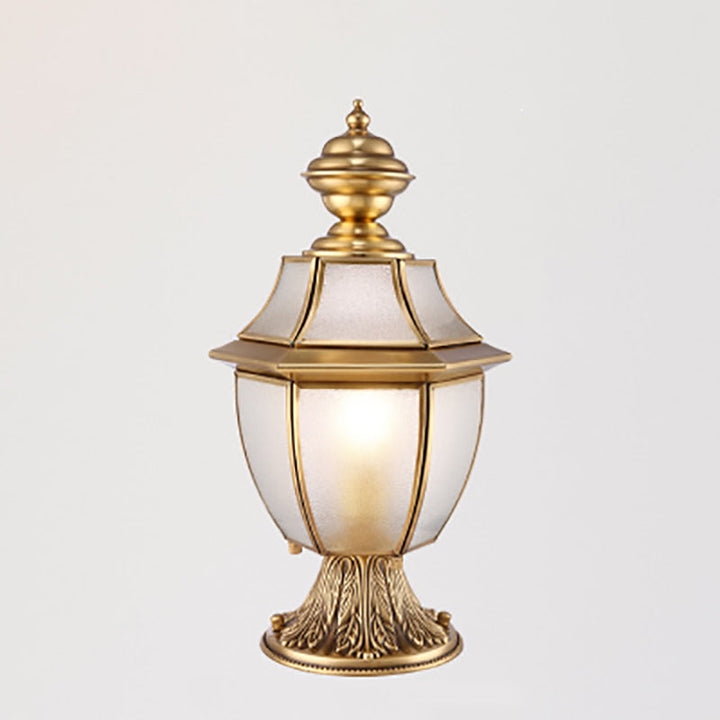 Contemporary Scandinavian Hexagonal Bell Glass Brass 1-Light Outdoor Light For Outdoor Patio | Stornfield