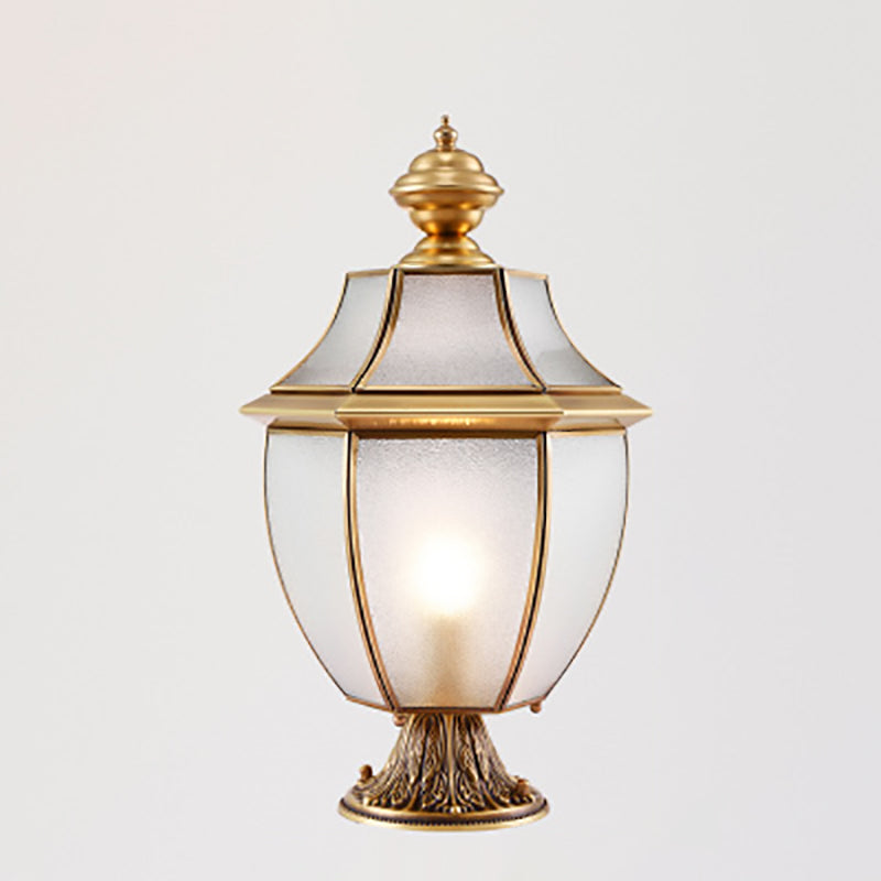 Contemporary Scandinavian Hexagonal Bell Glass Brass 1-Light Outdoor Light For Outdoor Patio | Stornfield