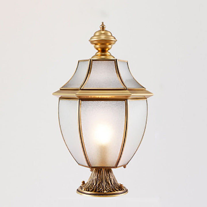 Contemporary Scandinavian Hexagonal Bell Glass Brass 1-Light Outdoor Light For Outdoor Patio | Stornfield