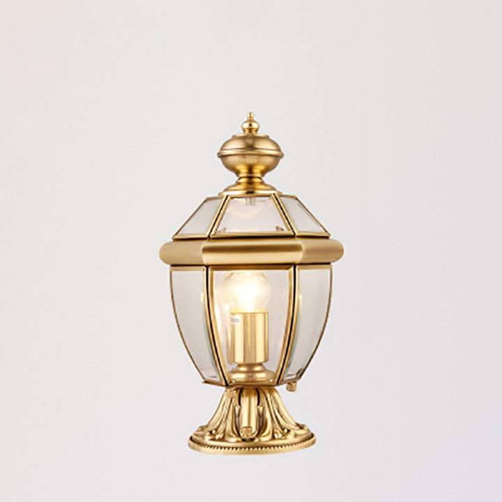 Modern Luxury Hexagonal Bell Round Glass Brass 1-Light Outdoor Light For Garden | Stornfield
