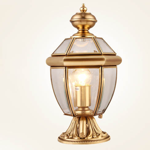 Modern Luxury Hexagonal Bell Round Glass Brass 1-Light Outdoor Light For Garden | Stornfield